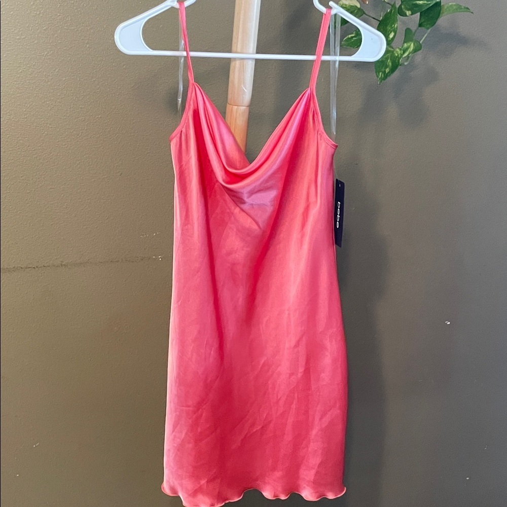 NWT bebe Coral Cowl Neck Mini Dress